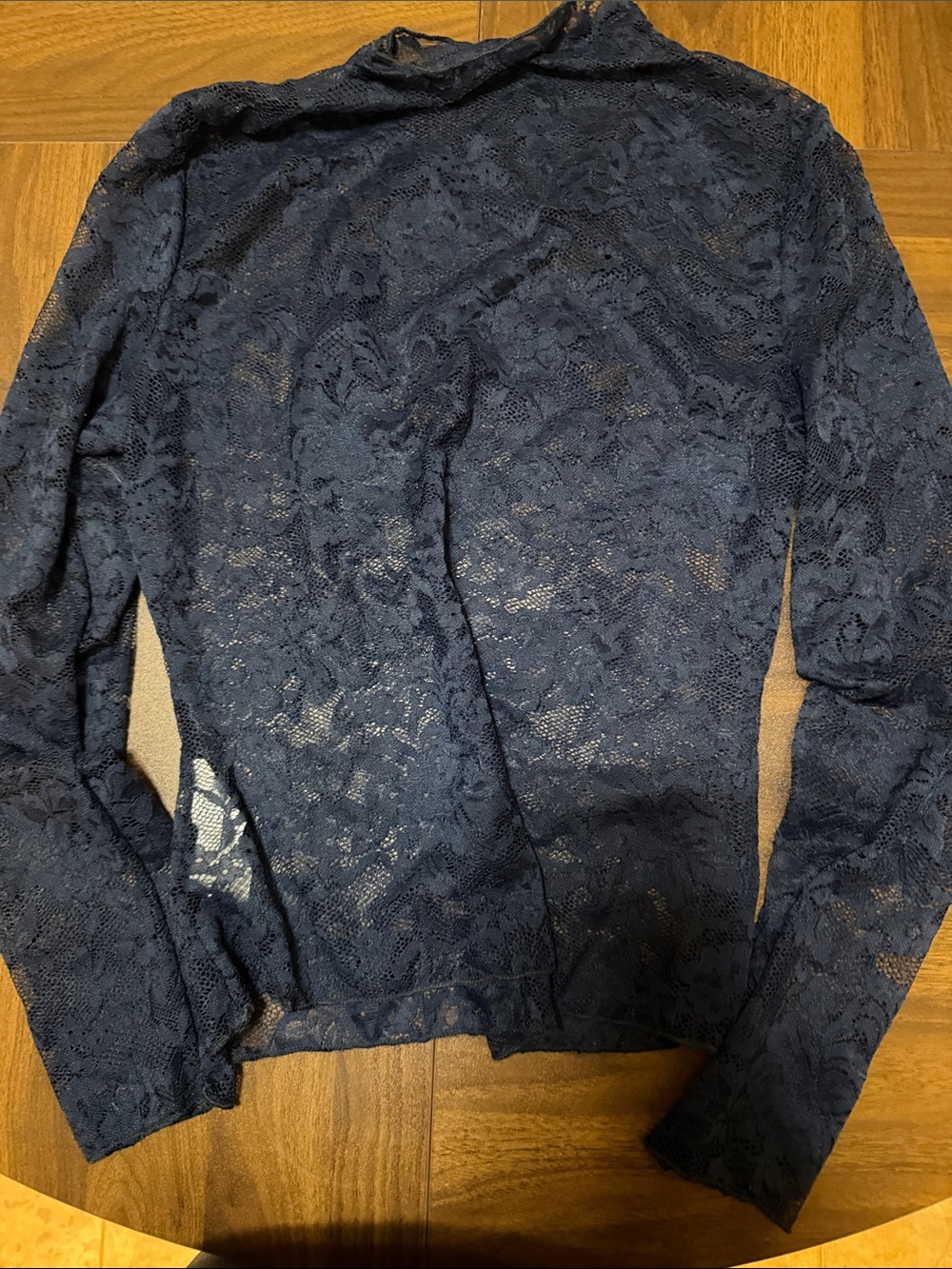 Women’s Navy Lace Long-Sleeve Top